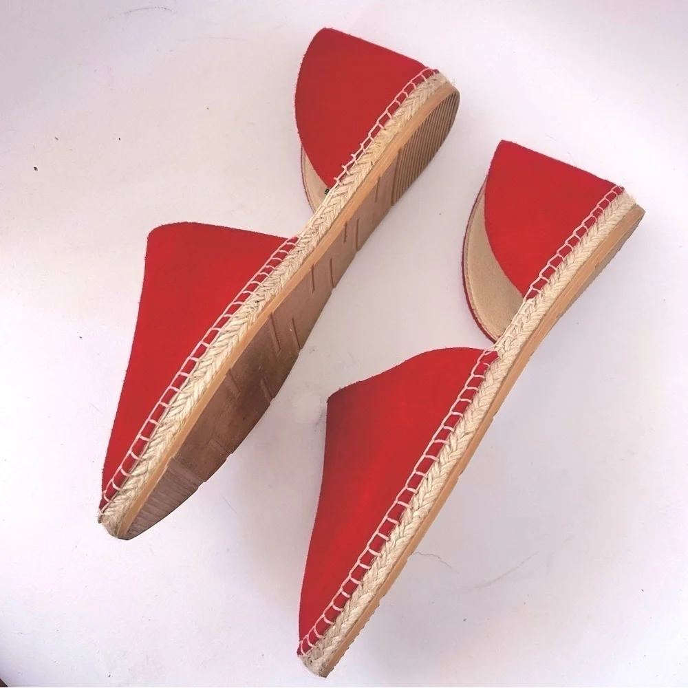 MACARENA Spain Carmen Red Suede Espadrille Flat Size 40 us 9.5 NWOB